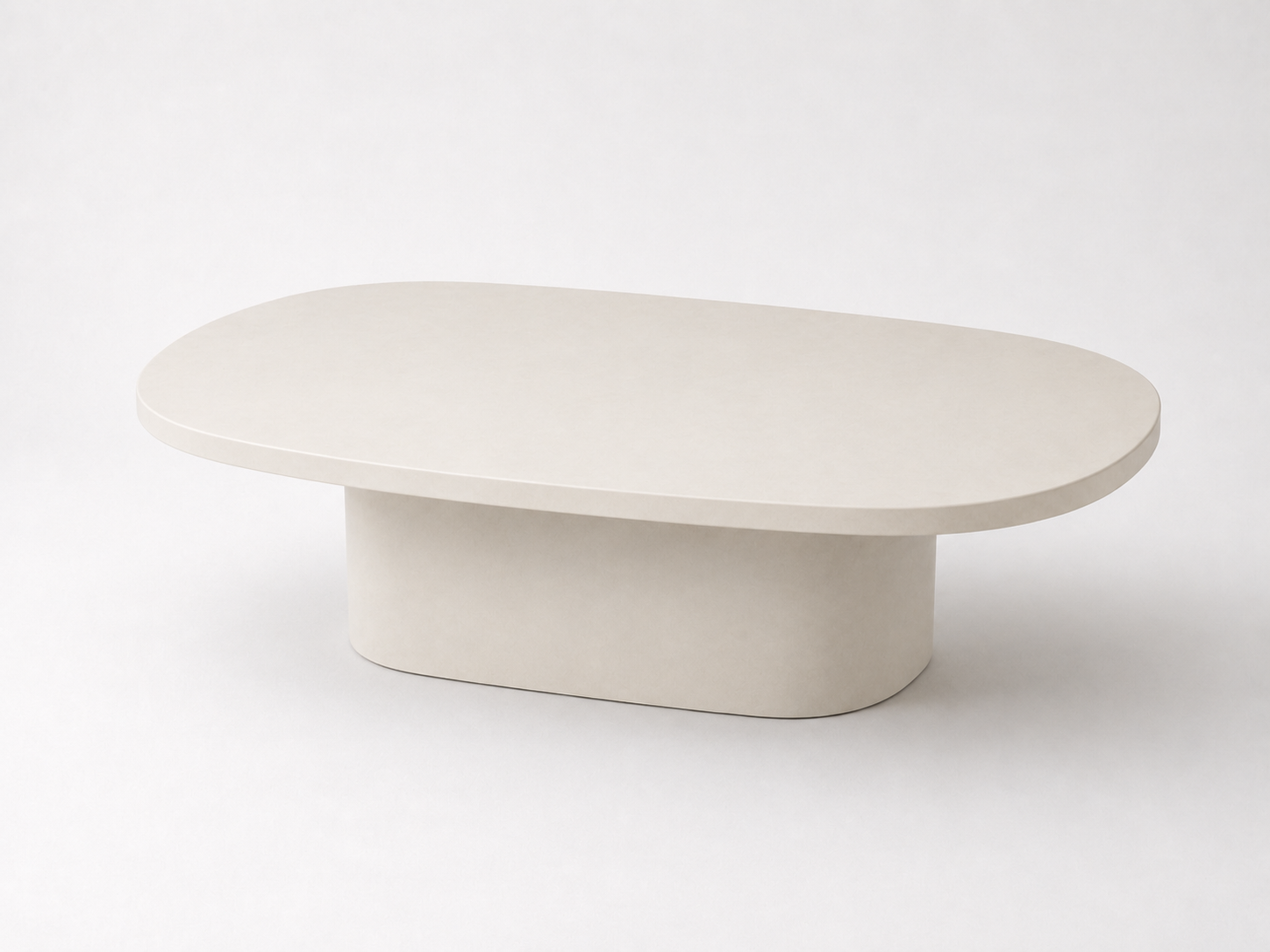 Mesa de centro ovalada de microcemento
