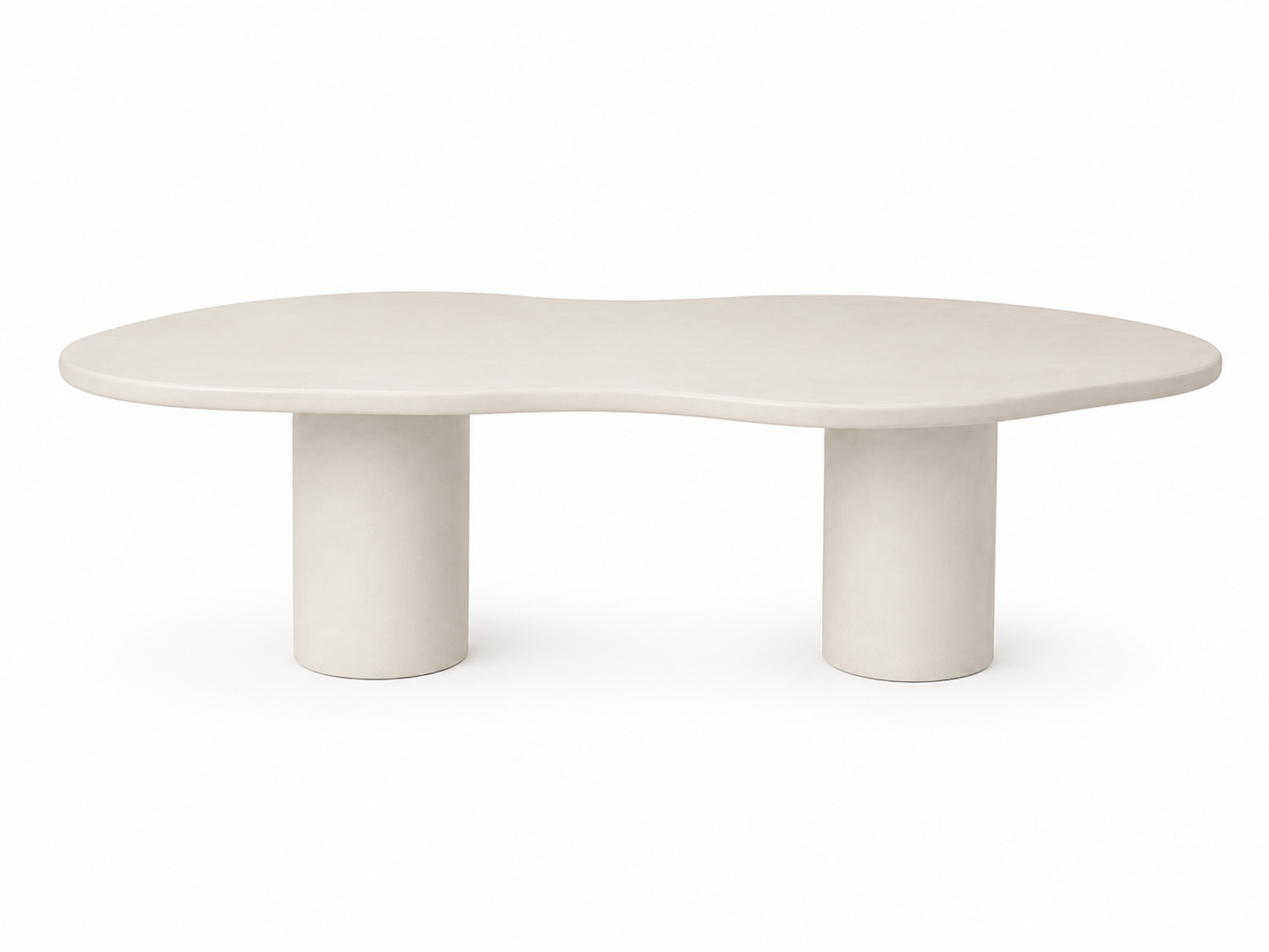 Mesa de comedor de microcemento con forma organica