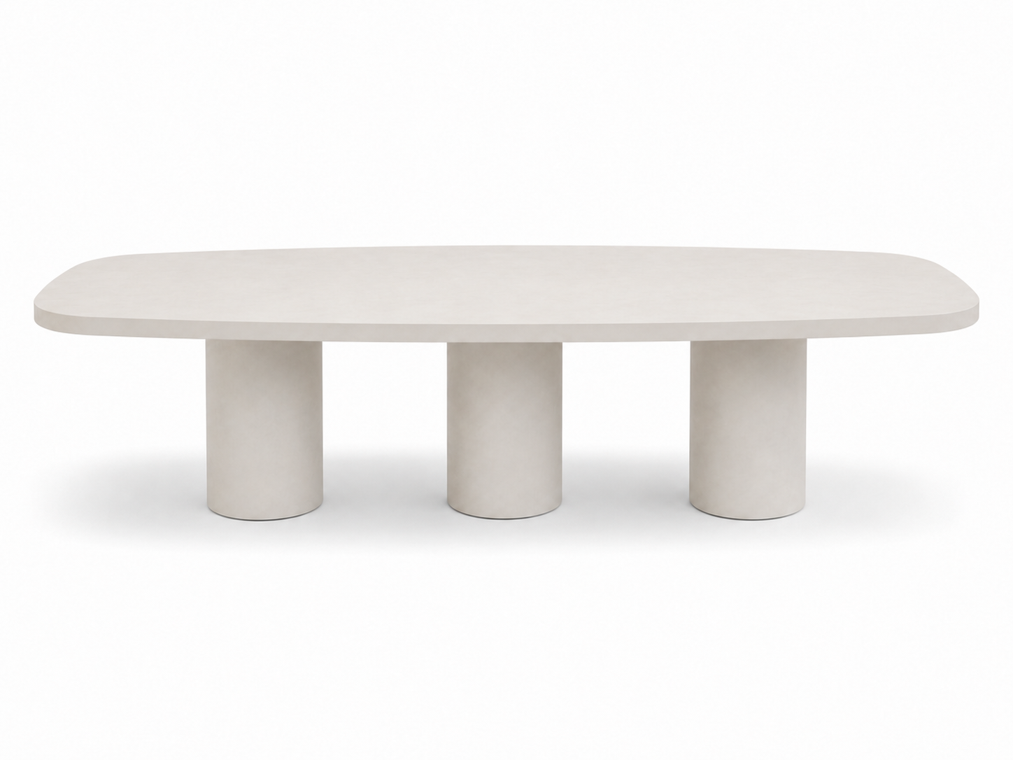 mesa de microcemento semi ovalada