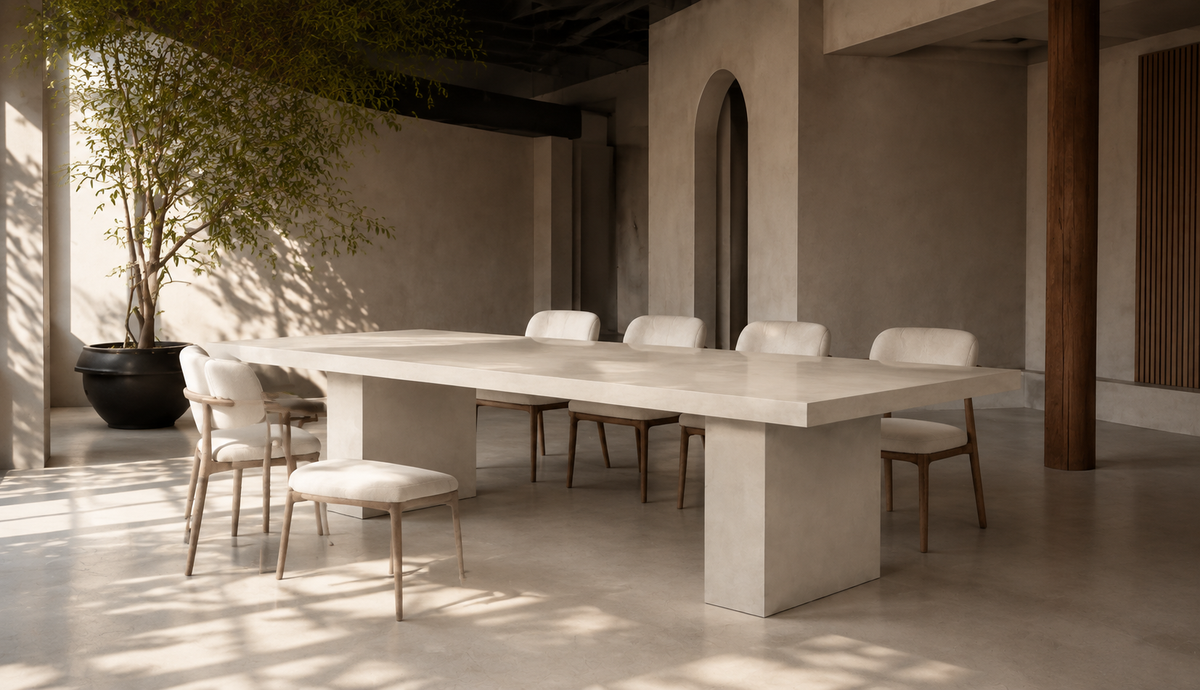 Mesa de comedor MATERIA en un interior contemporáneo